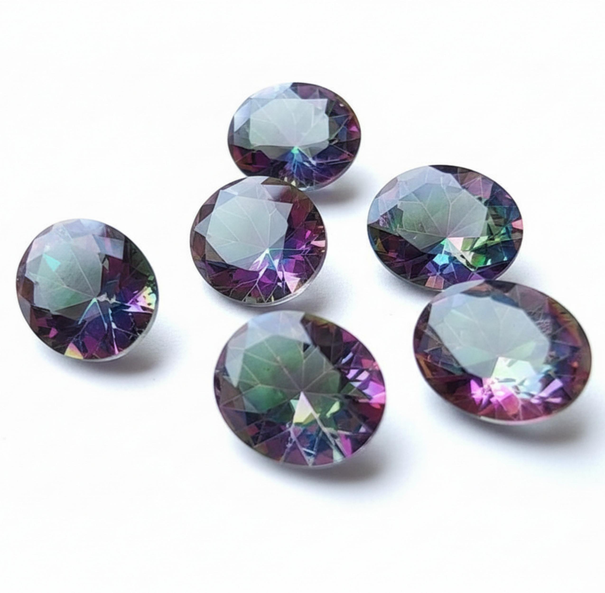 

Овалы мистического топаза качества AAA для изготовления ювелирных изделий - Лот драгоценных камней топаза с радужной иризацией 6x8mm белый