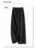 Gray Rhinestone Wool Wide-Leg Pants - Women's Winter 2025 High-Waisted Velvet-Enhanced Straight-Leg Trousers