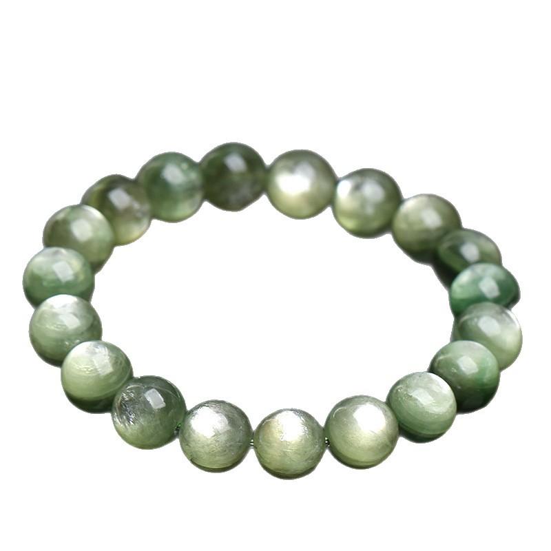Hongchu Crystal Natural Green Mica Round Bead Bracelet Green Lepidolite Round Bead Bracelet Loose Beads