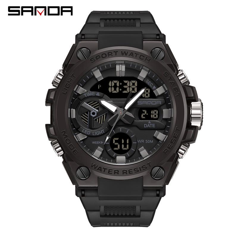 Sanda Men's Multifunctional Waterproof Luminous Military-Style Outdoor Sports Electronic Watch