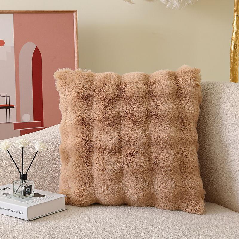 Federa Cuscino Peluche a Bolle in Finta Pelliccia di Coniglio Morbida Soffice Delicata sulla Pelle Quadrata Rettangolare per Divano Letto Arredamento Casa