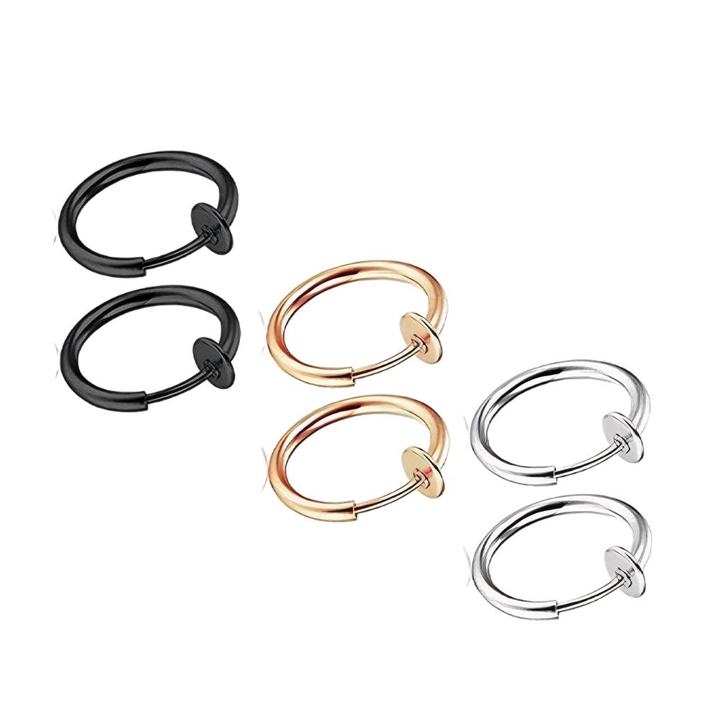 3piece Hypoallergenic Hoop Earrings For Allergy-free Wear Clip On Earrings Clip Earrings Spring Clip