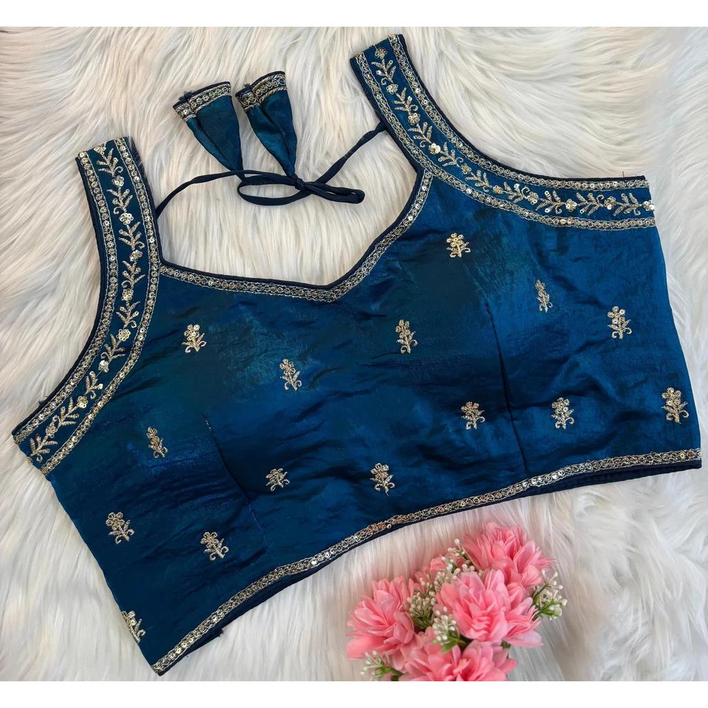 Indian Women's Silk Blend Sleeveless Blouse Bollywood Party Wear Ethnic Choli