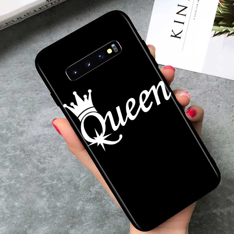 Чехол для телефона King Queen Couples для Samsung Galaxy Note 20 S20 FE Lite Ultra 10 9 8 Pro S10E S10 5G S9 S8 S7 S6 Plus Black
