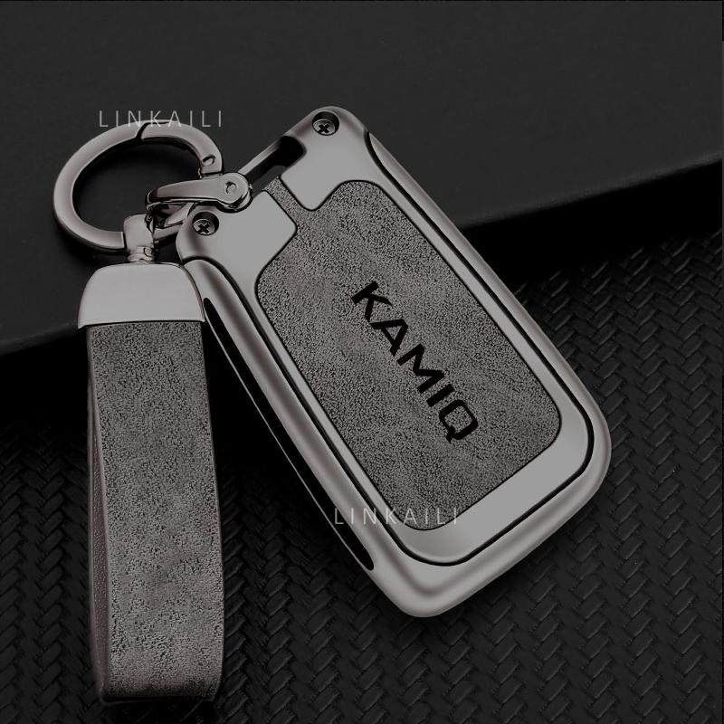 Zinc Alloy Car Key Cover Case Holder Shell Protector for Skoda Kamiq Keyless Keychain Bag Interior Accessories Car-Styling