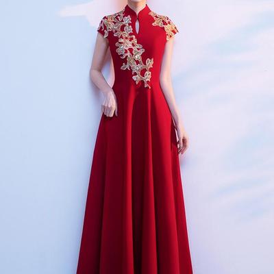 Women's Red Chorus Conductor Cheongsam Evening Dress