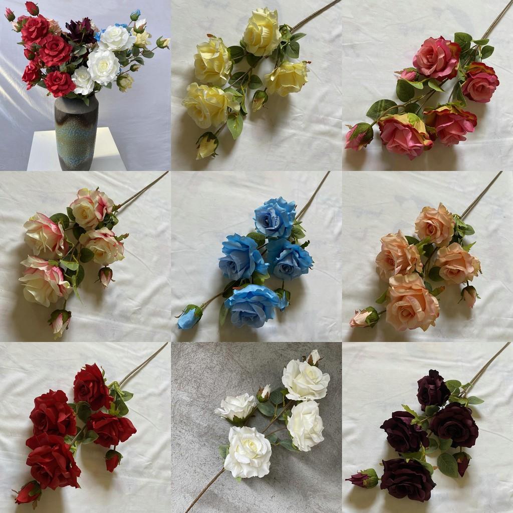 Realistic Faux Rose Flower Six Stem Silk Plant Home Office Decor Gift Idea