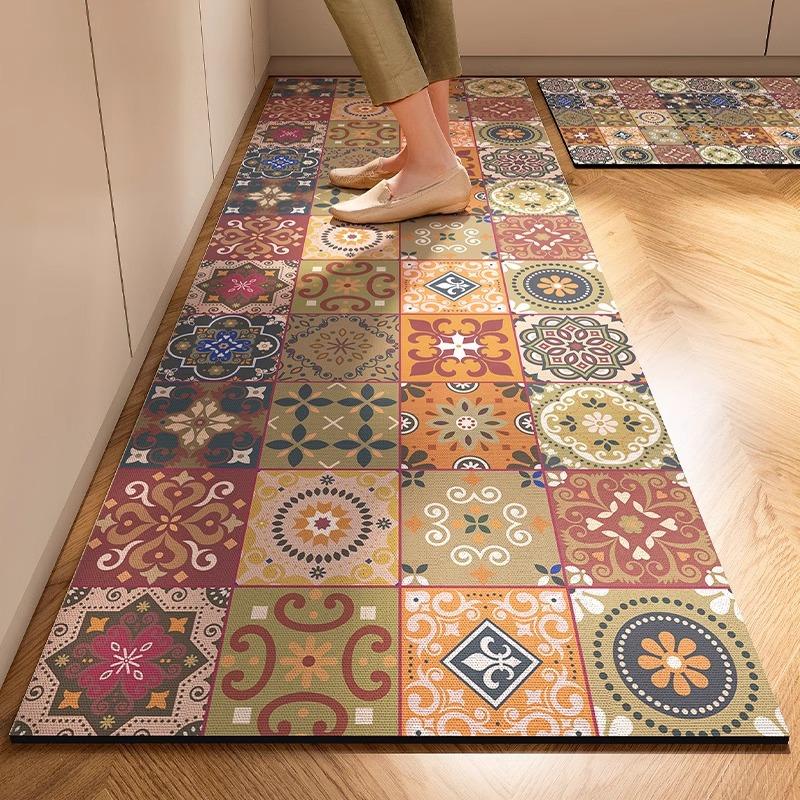 American Flower Tiles Diatom Mud Floor Mat Household Quick-drying Water Absorption Pad Dirt-resistant and Easy-to-clean Anti-slip Pad