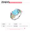 925 Sterling Silver Square Gemstone Ring for Women Fashion Glamour Gift Wedding Jewelry