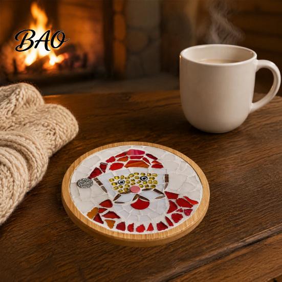 Dekoratives Untersetzer-Herstellungsset Weihnachten Mosaik DIY-Set, Festliches Kunst-Nikolaus-Kranz-Thema Starter-Set Schneemann-Muster, Fliesen-Basteln für Erwachsene, Handgemacht