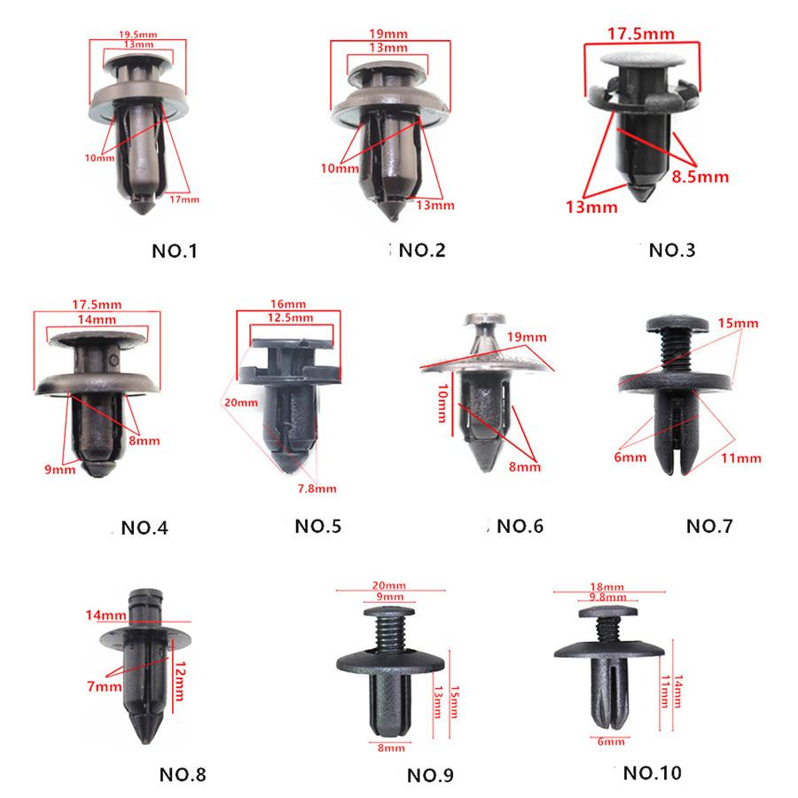 260 Pièces Assorties Mixtes Plastique Voiture SUV Pare-chocs Aile Fixation Clips Rivet Noir