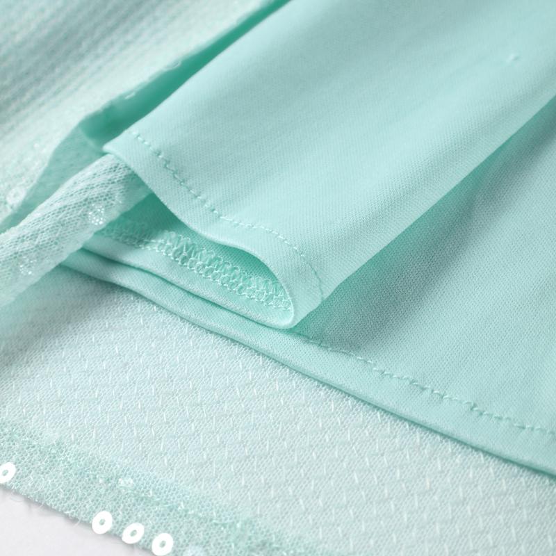 Дамское женское сексуальное длинное сетчатое платье с пайетками и разрезом по талии — фото 21