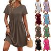 Kleider Für Damen Kurzarm O-Ausschnitt Freizeitkleider Taille Umstandskleid Mit Taschen