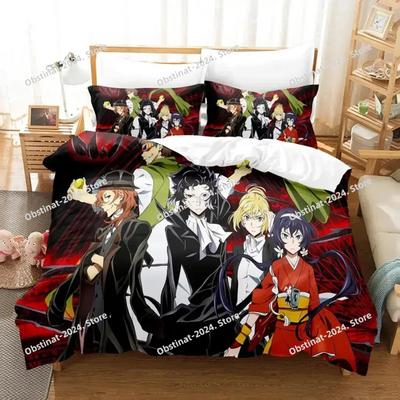 Anime Dazai Bungo Stray Dogs Bedding Set Boys Girls Twin Queen Size Duvet Cover Pillowcase Bed Kids Adult Home Textileextile 013