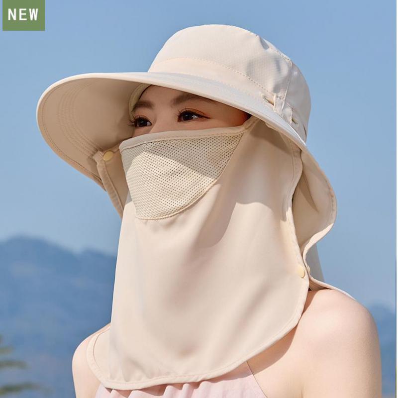 Summer Hats For Women Sun Hat Uv Protection With Mask Shawl Outdoor Sunscreen Bucket Hat Thin Sunhat Casual Sunshade New