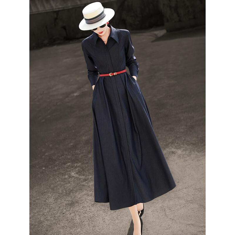 Elegant A-Line Long Sleeve Shirt Dress