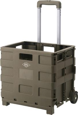 Chariot de courses pliant Fuji Boeki, Kaki, 40 cm Large x 30,5 cm Profond x 87 cm Haut, Compact, Capacité de charge 25 kg, Code produit 86108