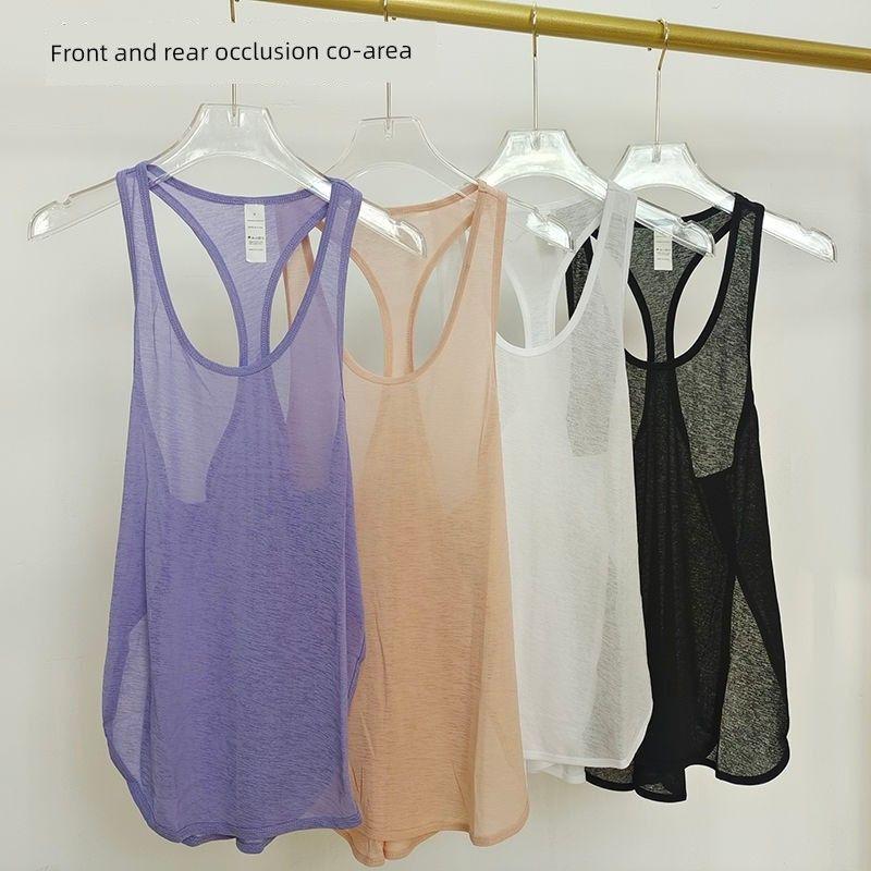 

Sports Yoga Clothes Loose Top Mesh Cover up Vest Women Outer Wear Professional Training Long Running Workout Clothes Purple S