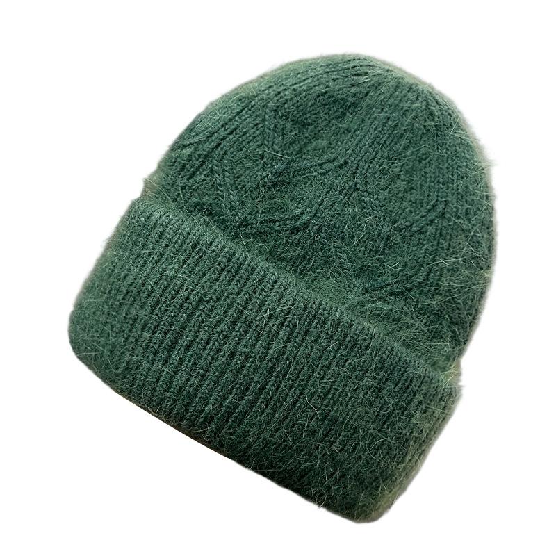 Fashion commuter style men and women warm eversion jacquard thickened wool hat outdoor angora rabbit hair cold hat