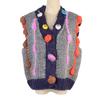 Women's Colorful Flower Knit Vest Sweater - Loose, Thickened, Hand-Crocheted for Layering
