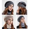 Winter Knitted Headwear Polyester Warm Hat Scarf Combo for Biking Skiing And Outdoor Sports Warm Ushanka