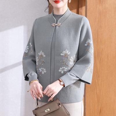 XUEXI Damen Zweiteiliges Set: Langarm-Strickjacke mit Stehkragen