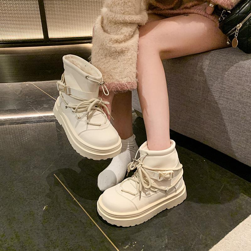 Women's Large Size Soft Sole Winter Warm Fur One Snow Boots Padded Lined Ankle Boots Anti-slip Hiking Casual Sports Cotton Boots