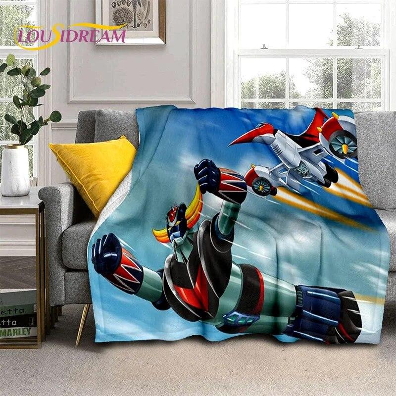 Cartoon UFO Robot Grendizer Anime Blanket,Soft Throw Blanket for Home Bedroom Bed Sofa Picnic Travel Office Cover Blanket Kids