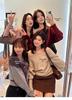 Women's Khaki One-Shoulder Lantern Sleeve Knit Sweater - 2026 Autumn Collection