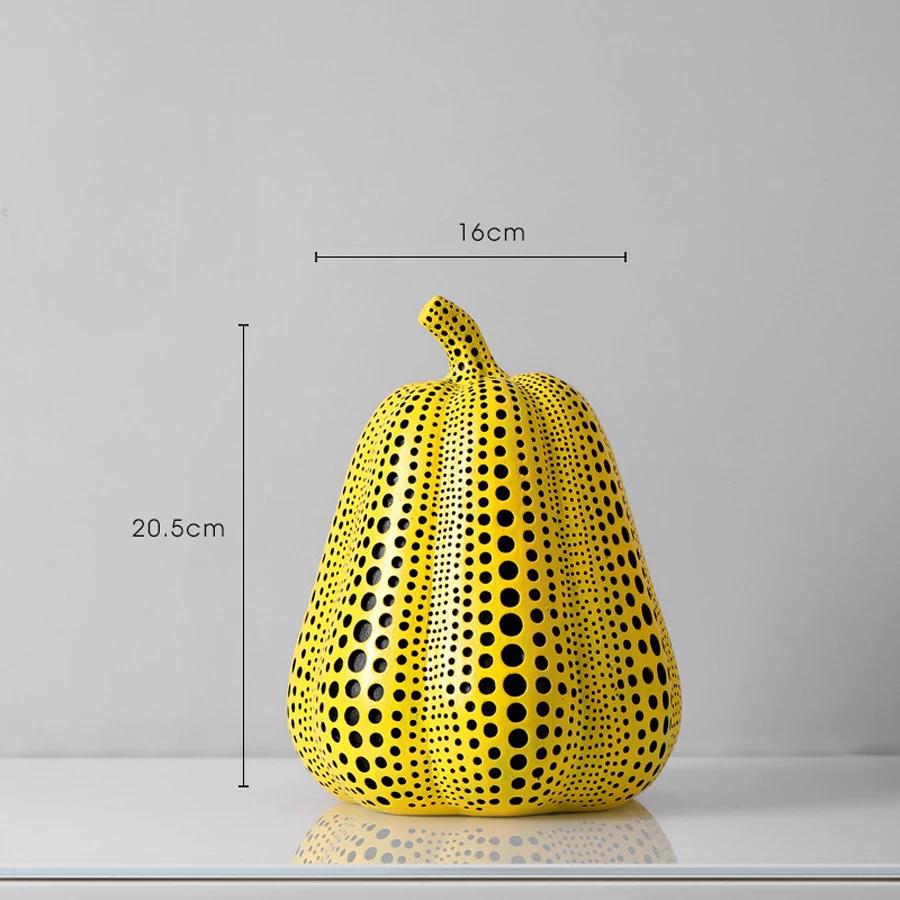 Yellow Dots Animal Owl Pumpkin Bird Statues Ornament Home Room Sculpture Cute Fall Harvest Desktop Decoration Figurine