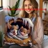 Pc D Flat (Pillow Not Included) Cute Hamsters Winter Nest Cushion Cover Short Plush Cozy Animal Art Decor Throw Pillow Case