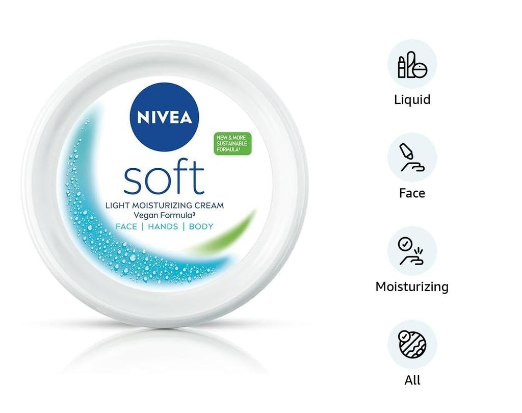 Nivea Soft Light Moisturizer 300ml Vitamin E & Jojoba Oil Non-Greasy Face Hand Body Cream Instant Hydration