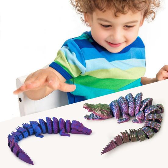 3D Printed Crocodile Toy Articulated Crocodile Ornament Crocodile Action Figure Fidget Toy Gift for Adults Home Office Desk Decor