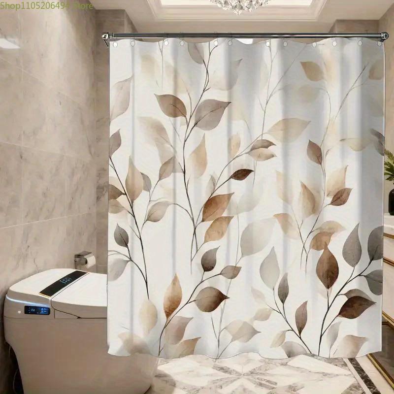 1pz Tenda da Doccia per Bagno, Decorazione Fai da Te per la Casa, Tenda da Doccia Festival Autunnale Dipinta, Include 12 Ganci, 180*180cm Bagno