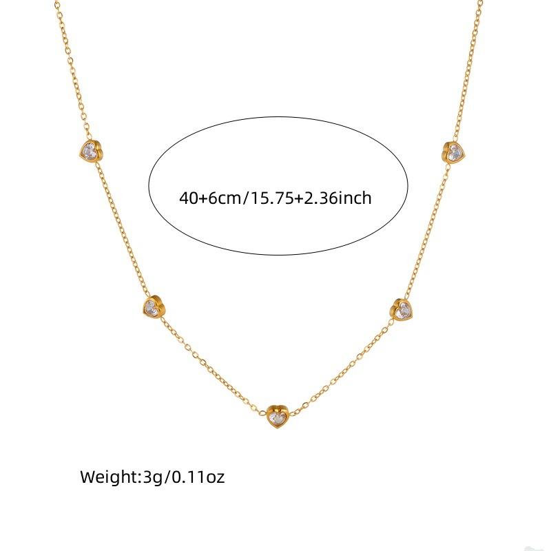 Gold Plated Heart Cubic Zirconia Jewelry Set Necklace Bracelet Earrings