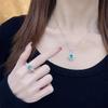 European Retro-Style Elegant Gemstone Necklace & Ring Set: Emerald-Inspired, Versatile & Trendy.