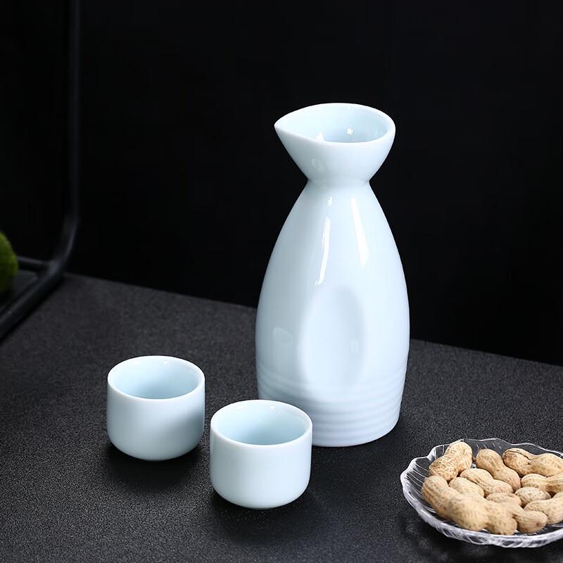 Sky Blue Cloud Design Ceramic Sake & Liquor Decanter Set