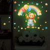A Cartoon Bear Holding Balloons and A Rainbow-shaped Night Light Sticker for Wall Decoration in The Bedroom.