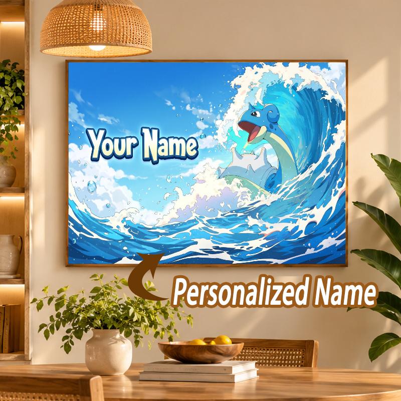 Lapras Custom Name Diamond Painting Personalized 5D Full Drill DIY Diamond Art Home Decor