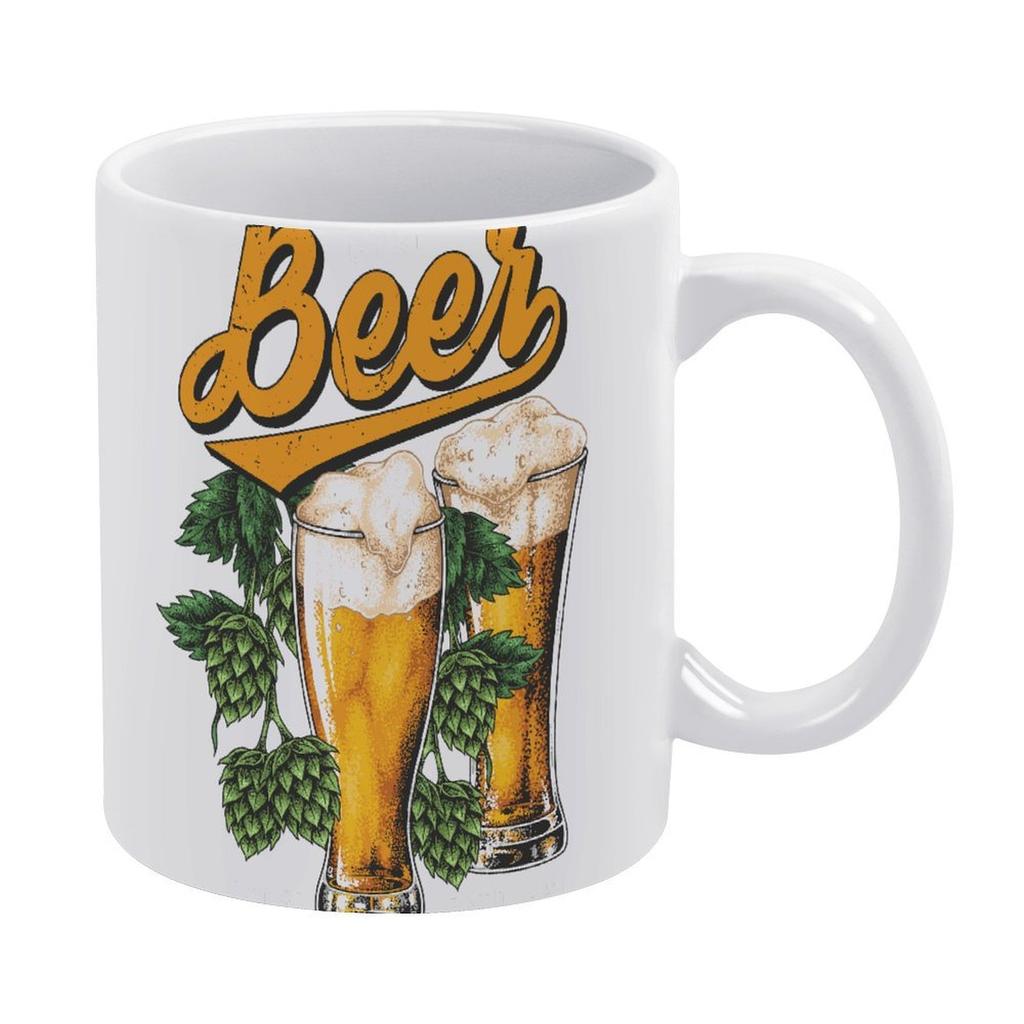 1pc 11oz Ceramic Beer Lover Mug with Double-Sided Printed Design, Home Drinkware