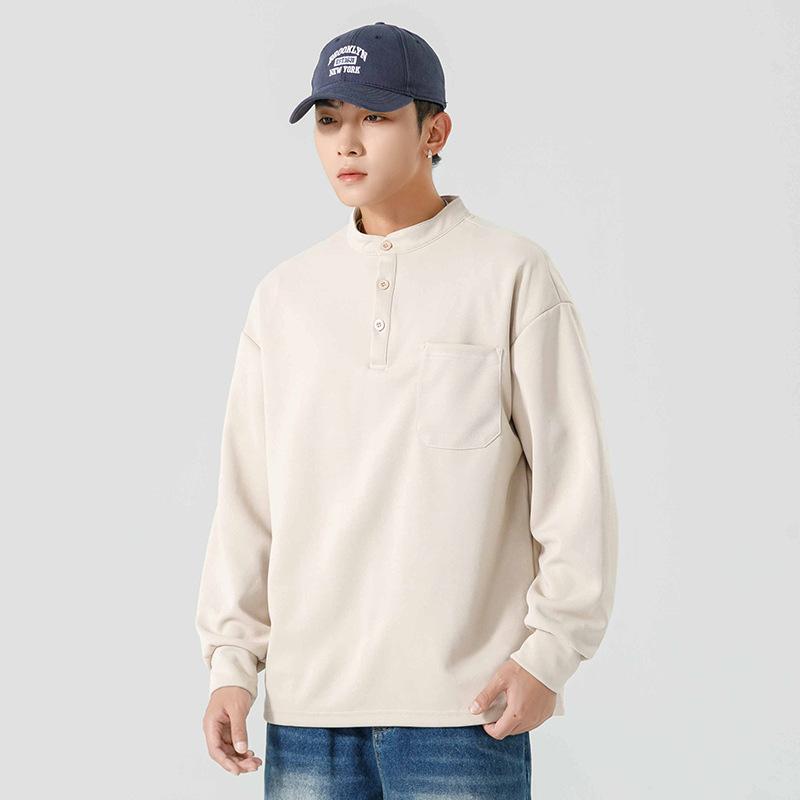 Autumn and Winter American Stand-up Neck Sweater Men's Spring and Autumn Trend Fashion Casual Long-sleeved T-shirt Pullover Jacket