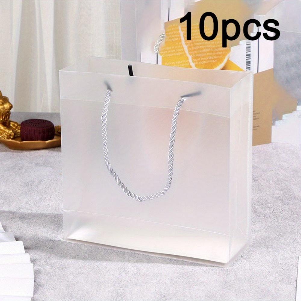 10pcs Frosted Plastic Gift Bags with Rope Handles Gift Bags Shopping Bag for Small Business Gifts Wedding Party Favors Birthdays Treat Wrap Bags