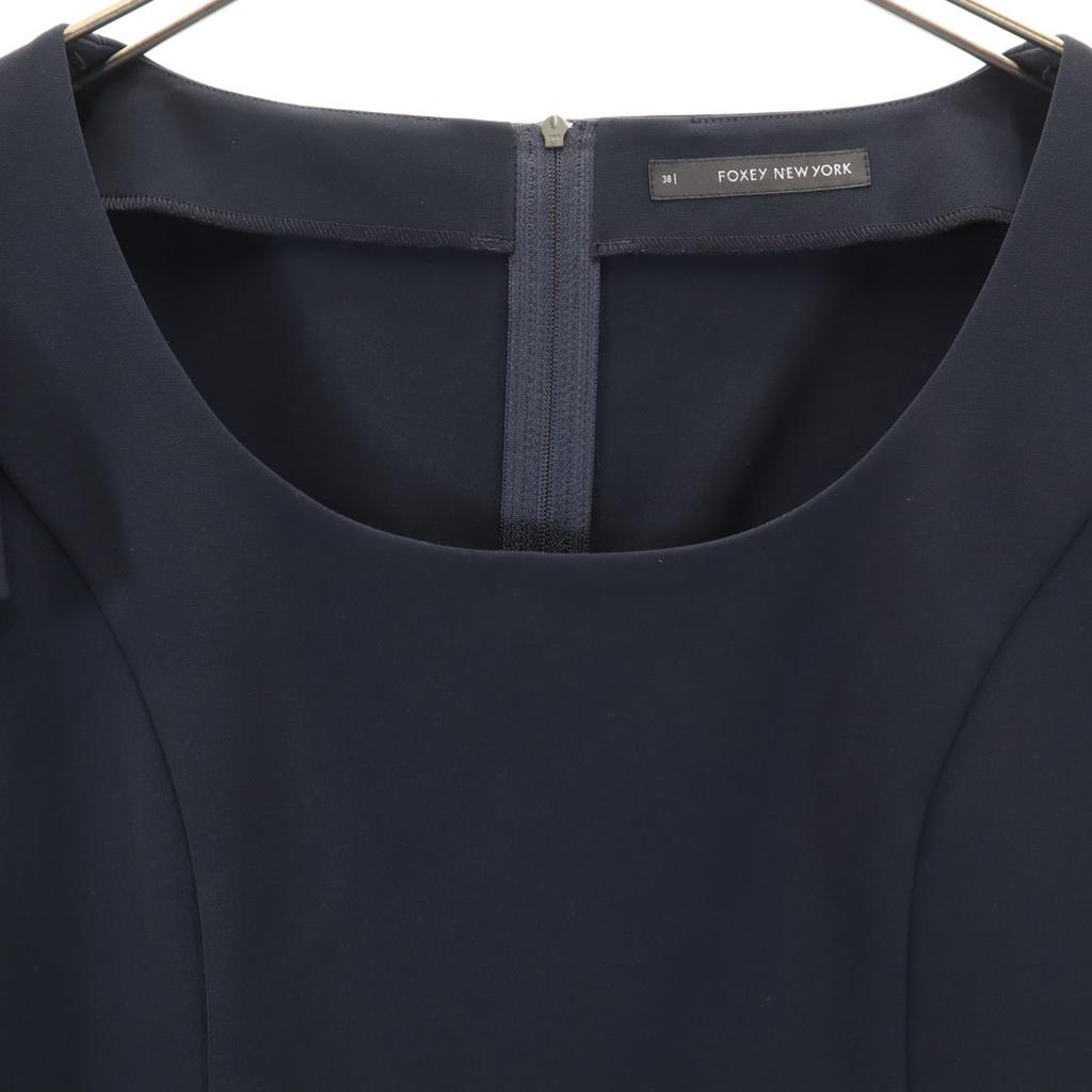 FOXEY NEW YORK Made In Japan Short Sleeve Mini Dress 38 Dark Blue Women Used