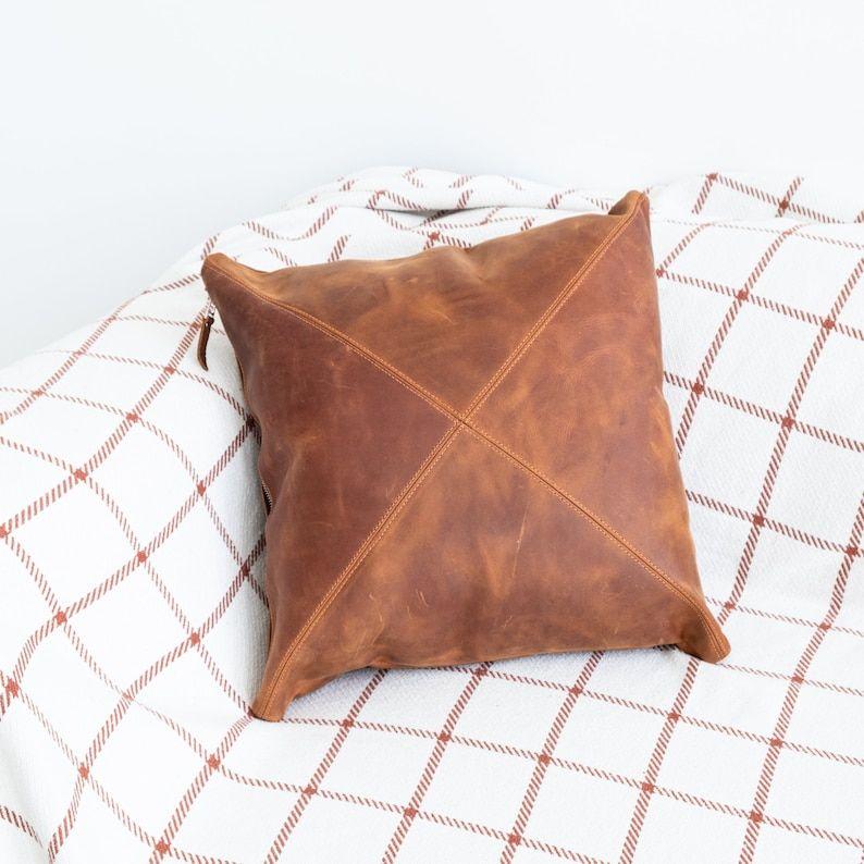 

Leather sofa pillow, Leather cushion cover, Leather pillow cover, Custom cushion cover, Leather pillow case, Square cushion cover 14 x 14 in