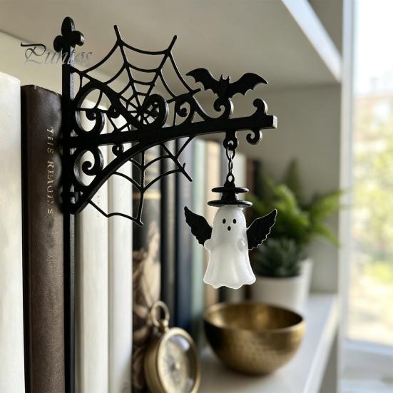 Bat Shaped Decorations Library Lantern, Mini Decorative Bookshelf Lamp, Spooky Pumpkin Ghost Hat Reading Nook Atmosphere Lights for Study LED