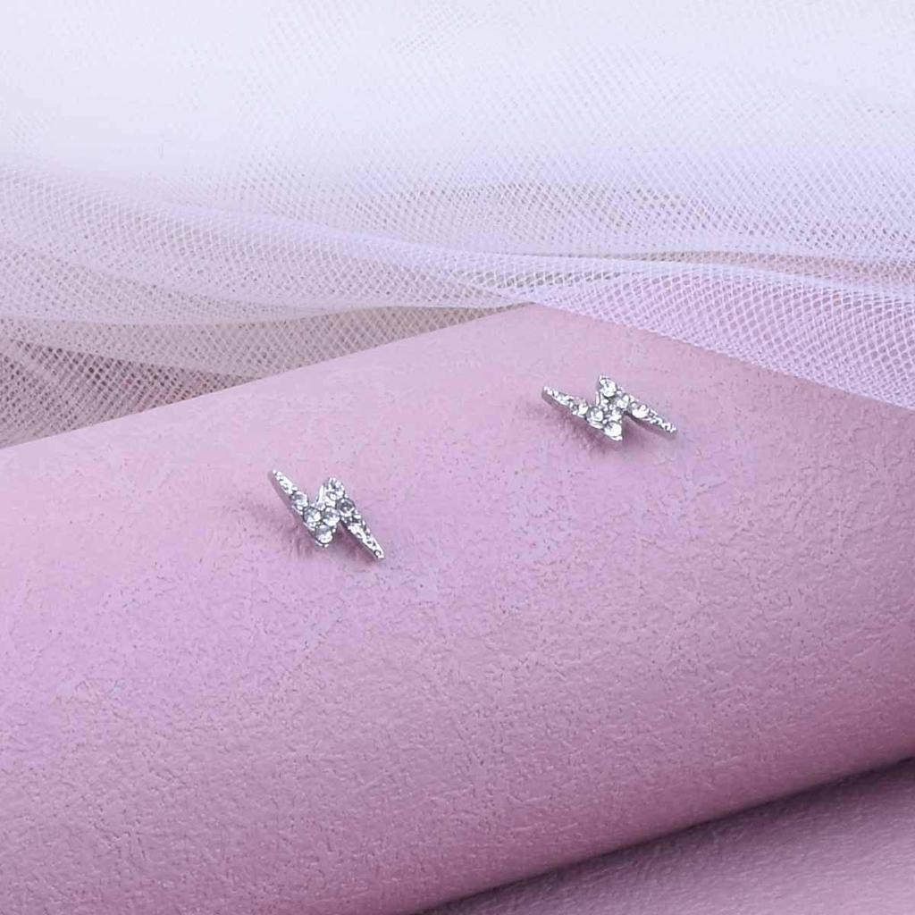 Versatile Zirconia Lightning Stud Earrings for Women - Shiny Mini Diamond Ear Studs