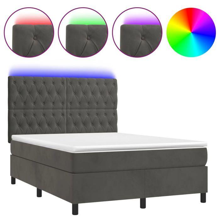 VidaXL Sommier à Lattes de Lit avec Matelas et LED, Lit Rembourré, Lit Double, Lit Adulte de Chambre à Coucher Intérieur, 3136306