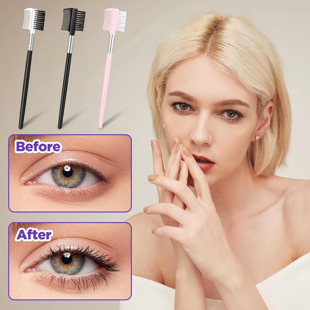 3pcs Eye Lash Brushes Separator, Eyebrow Comb for Women, Dual-Head Eyebrow Brush and Comb for Eliminating Mascara Clumps, Grooming Shaping Brow,