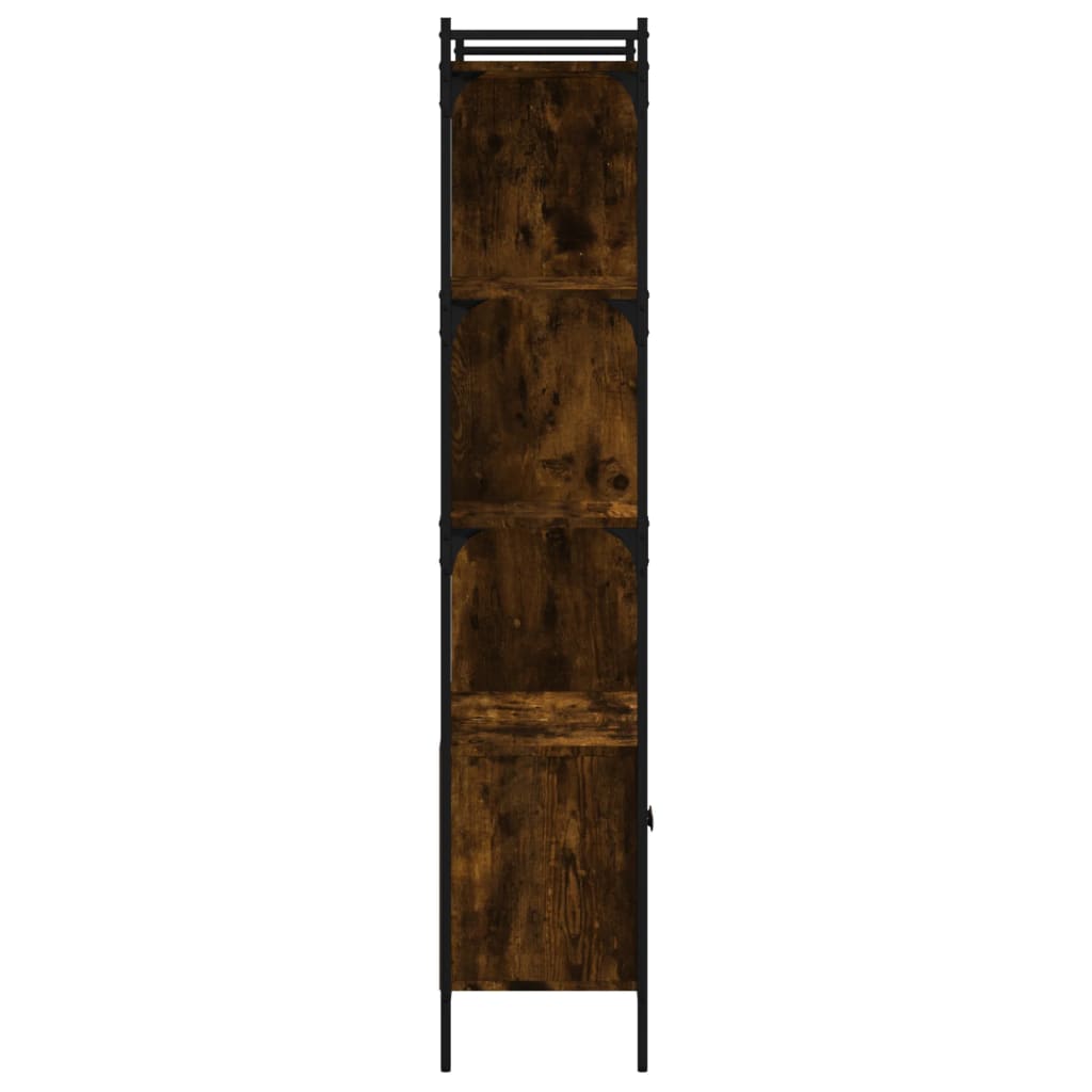 Bookshelf with Door Smoked Oak Finish 76.5 x 30 x 154.5 cm Engineered Wood