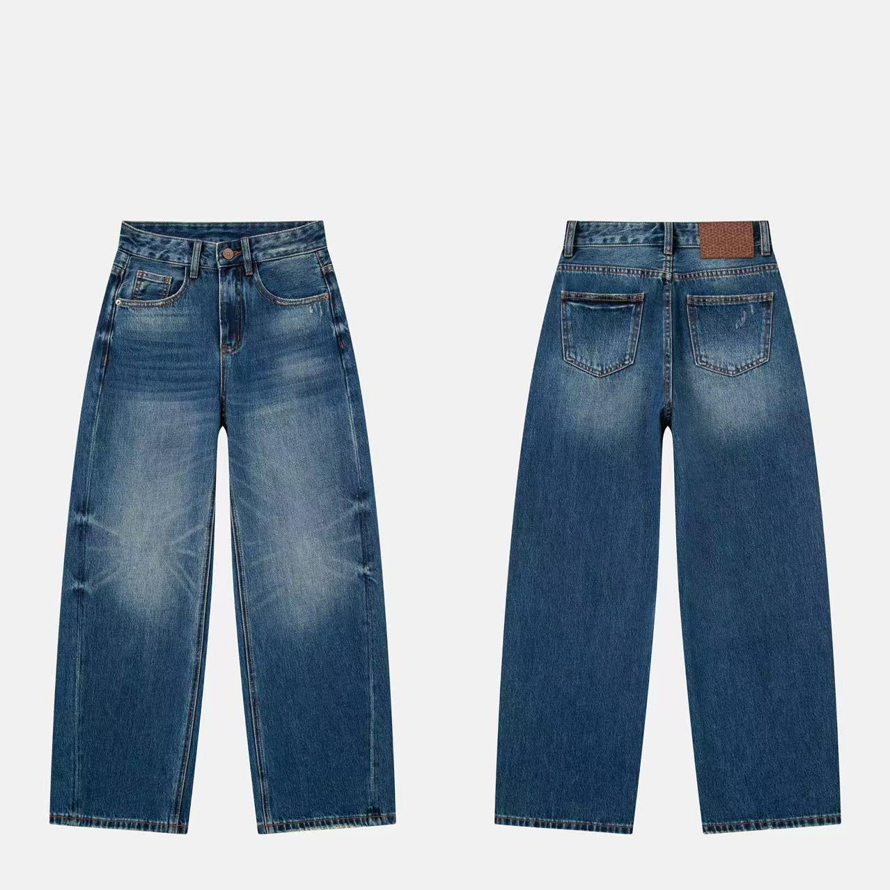 

Women s 2026 Spring Collection Curved Leg Non-Stretch Retro Blue Jeans S [85-100 lbs]